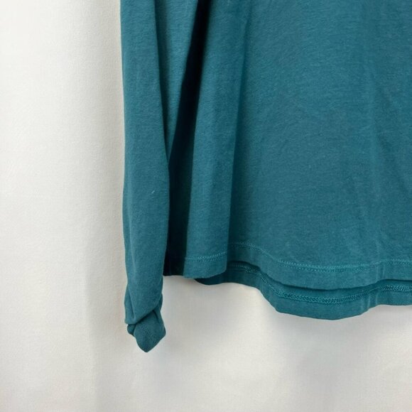 Apropos Womens Blouse Teal Long Sleeve Ruched Scoop Neck Stretch Cotton Solid M - Picture 4 of 10